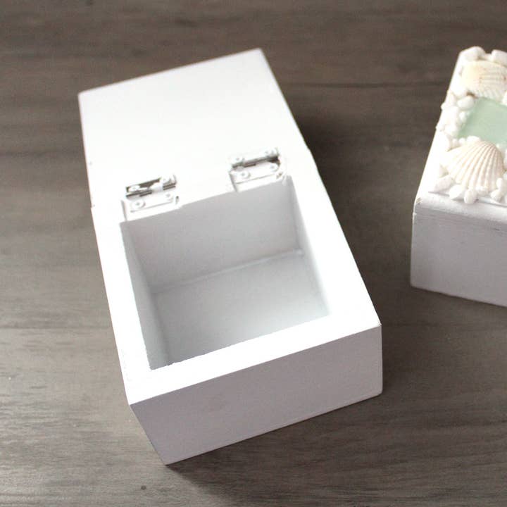 CB Home Collection - Wholesale Jewelry Box/Organizer - Small 3" Sea Glass and Shells Trinket Box - 2 Assorted2