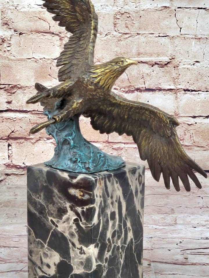 Art Deco Bunte Patina American Bald Eagle Klassische Bronzestatue Artwork für den Großhandel von Bronzhaus