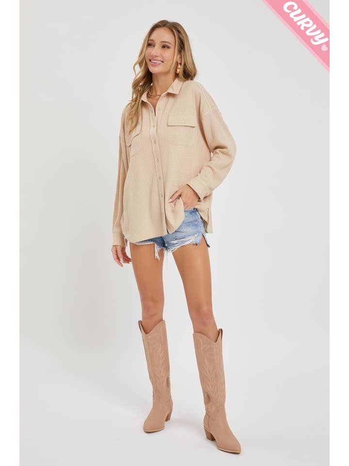 Sweet Lovely by Jen - Wholesale Button Down Shirt - Women's - PLUS SIZE BUTTON DOWN OVERSIZED SHIRTS26