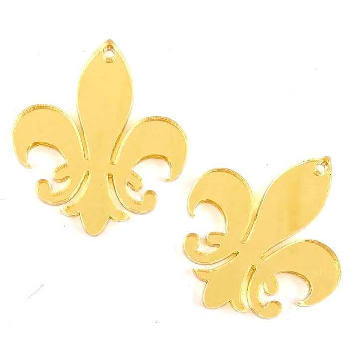 Mirror Gold Fleur de Lis Acrylic DIY Earring Blanks for wholesale by Piddlin' Supply Co