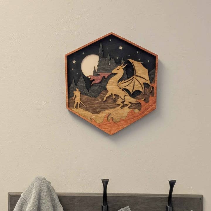 EBONWOOD - Wholesale Wall Accent - Dragon's Tale: D20 Wooden Wall Art2