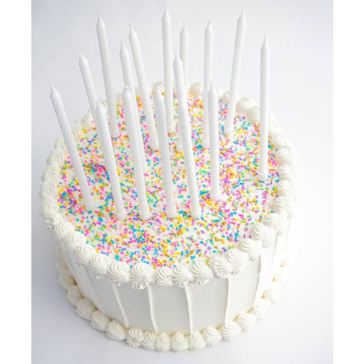 Party Partners - Vendita all'ingrosso Candeline per torte - Set di 16 candele alte con brillantini bianchi