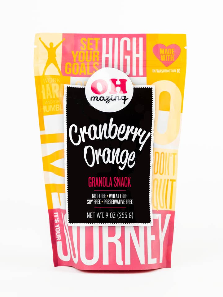 9oz Cranberry Orange Granola Snack, Nut-free for wholesale by Oh Mazing Granola