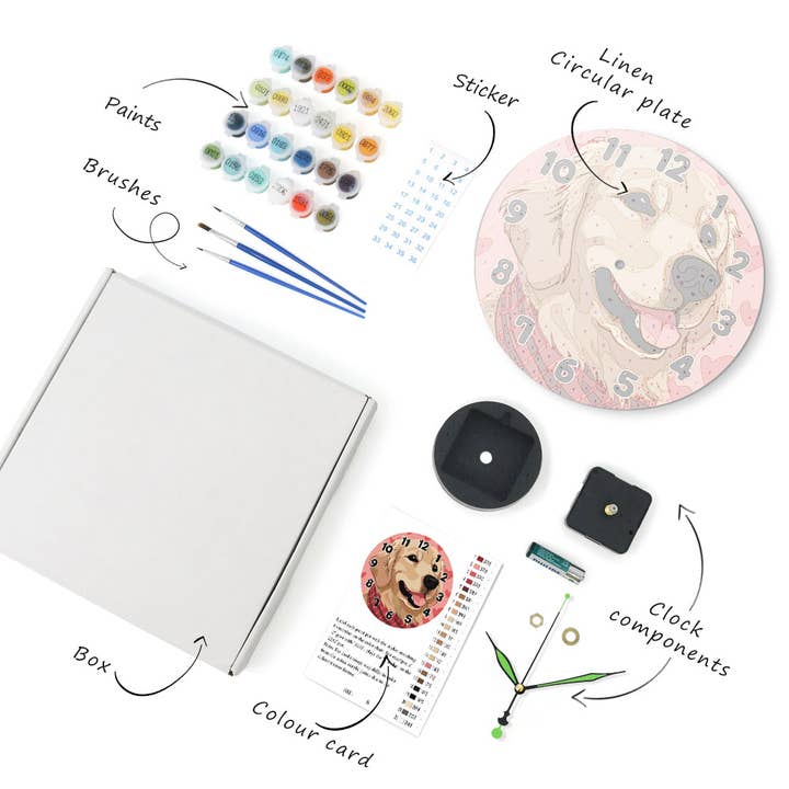 Paint Your Numbers - Wholesale DIY Craft Kit - Paint the Moment – Golden Pup Clock Kit14