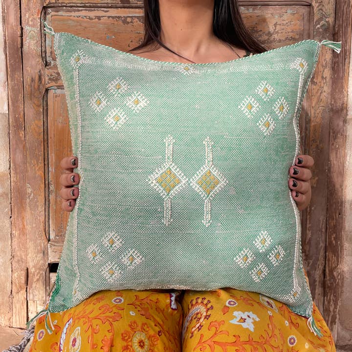 MARRAKECH METACRAFT LTD - Wholesale Cushion Set - Moroccan throw pillow cactus silk pillow Sabra silk cushion