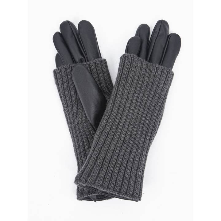 Sarta Accessories – wholesale Gloves – Women's – Catalina Knitted Overlay Gloves - Black/Grey, PU2