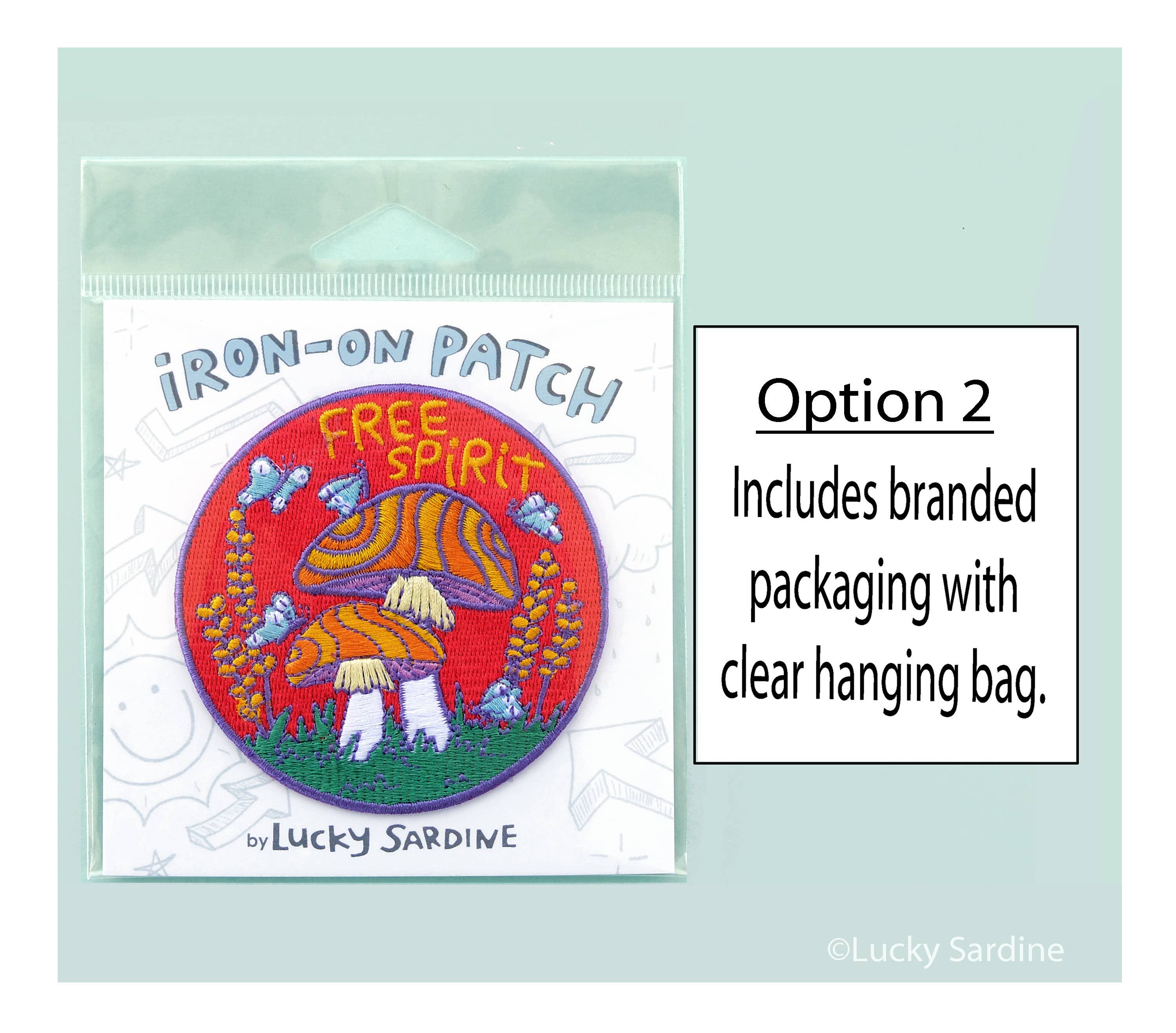 Lucky Sardine - Wholesale Patch - Free Spirit Hippie Mushroom, Retro Embroidered Iron-On Patch1