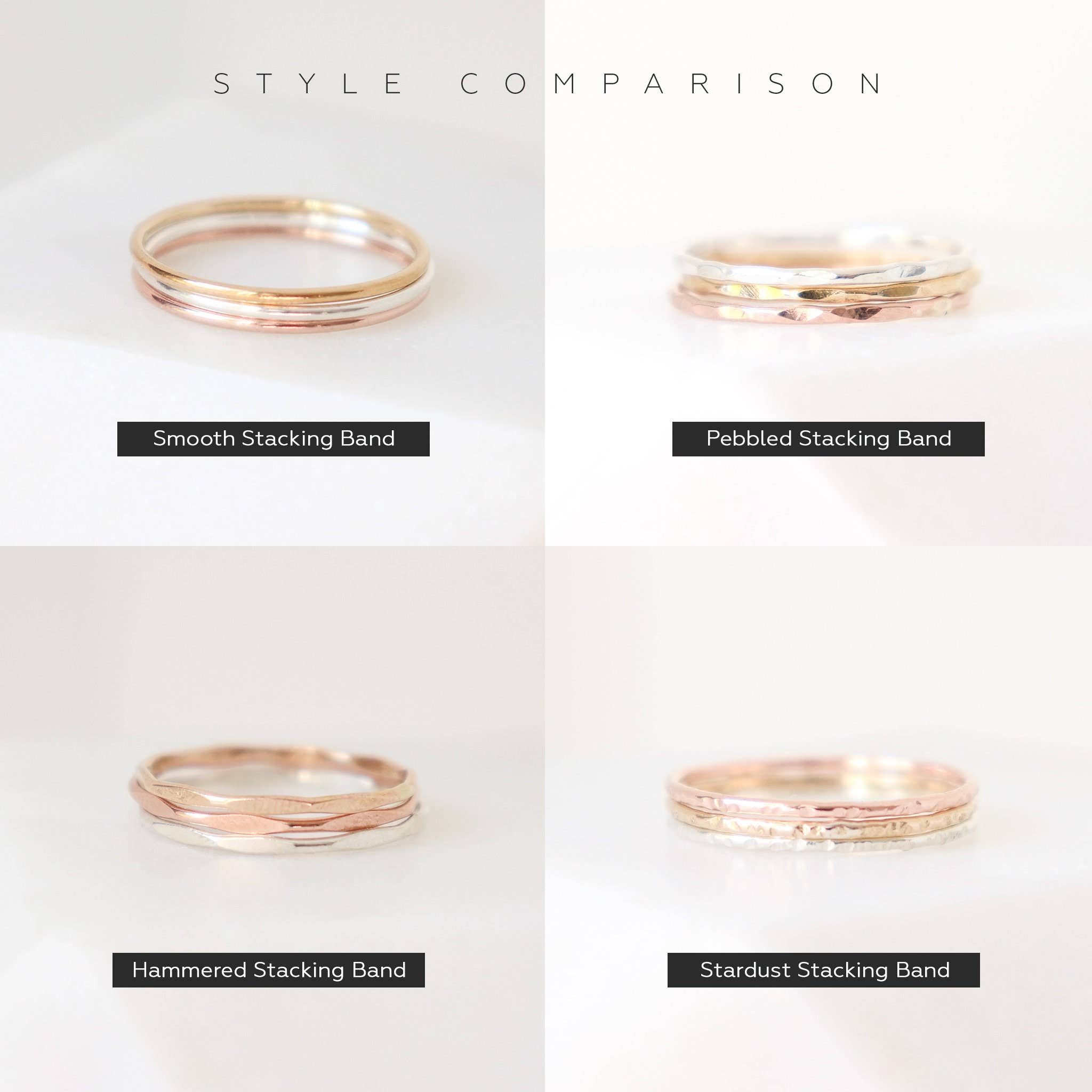 Meadowbelle - Vente Anneau/bague à empiler - Bagues empilables remplies en or 14 carats, ensemble de 36