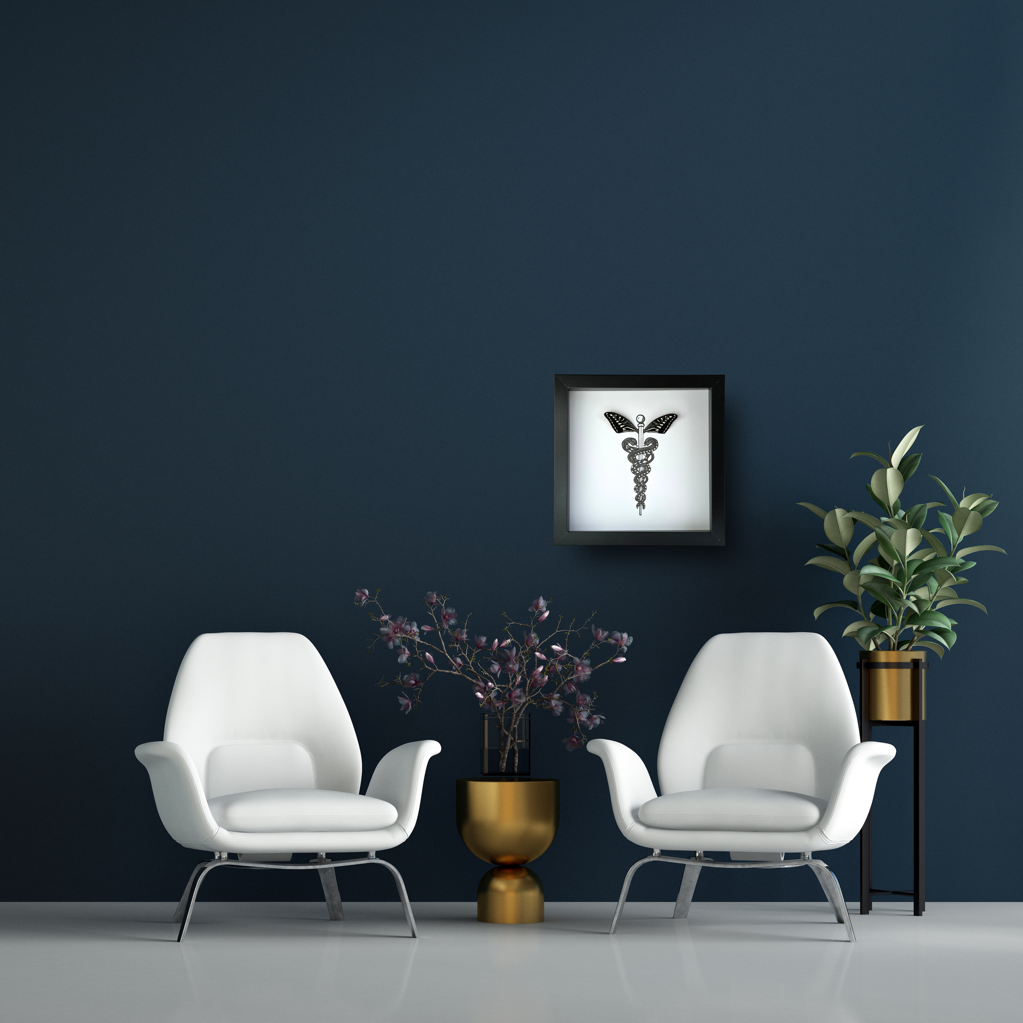 Isms - Wholesale Wall Accent - Caduceus Medical Symbol Framed Art with Real Butterfly Wings2