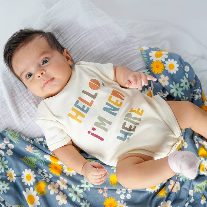 Emerson and Friends – Bodysuit - Bebé por atacado – Olá, sou novo aqui, presente para bebé recém-nascido, onesie de algodão1