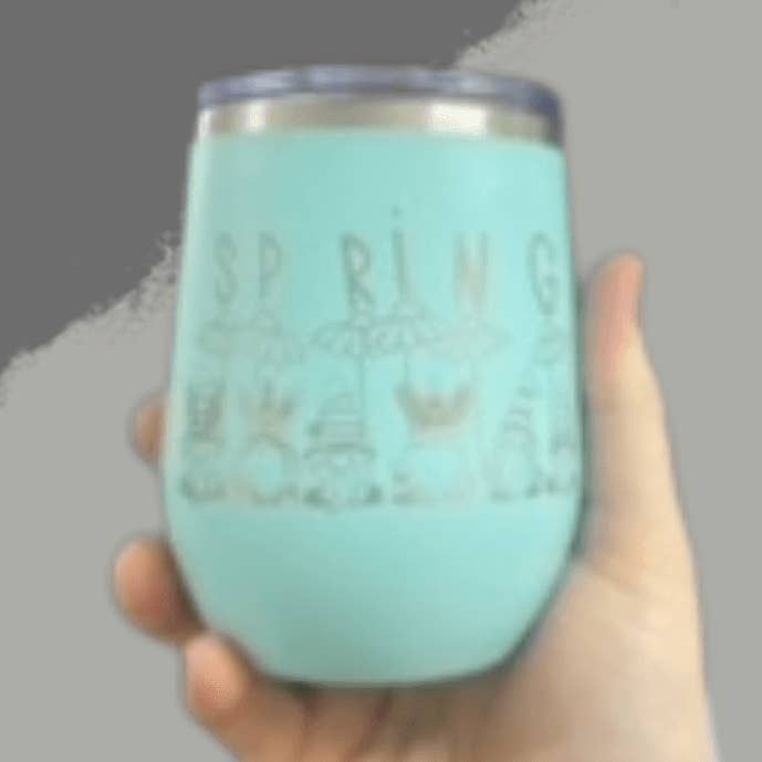 12 oz Spring Gnomes Metal Laser Engraved Tumbler for wholesale by Liberty Wholesale