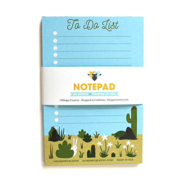 Desert To Do List Notepad animals productivity desk USA 4x6" for wholesale by Klinger Creative