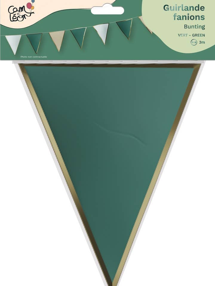 Ghirlanda di bandierine C&L - 3 m - verde per la vendita all'ingrosso da parte di P'tit Clown