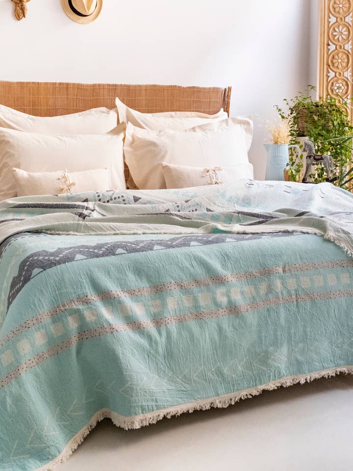 Boho bomulls muslintäcke i grossistförpackning – 210x240 cm sängöverkast för wholesale av Uzman home textile