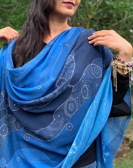 LOVELEEN®️ - Wholesale Scarf - Women's - 'Shining star of the Infinite galaxy' scarf (night sky)2
