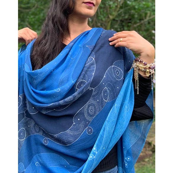 LOVELEEN®️ - Wholesale Scarf - Women's - 'Shining star of the Infinite galaxy' scarf (night sky)2