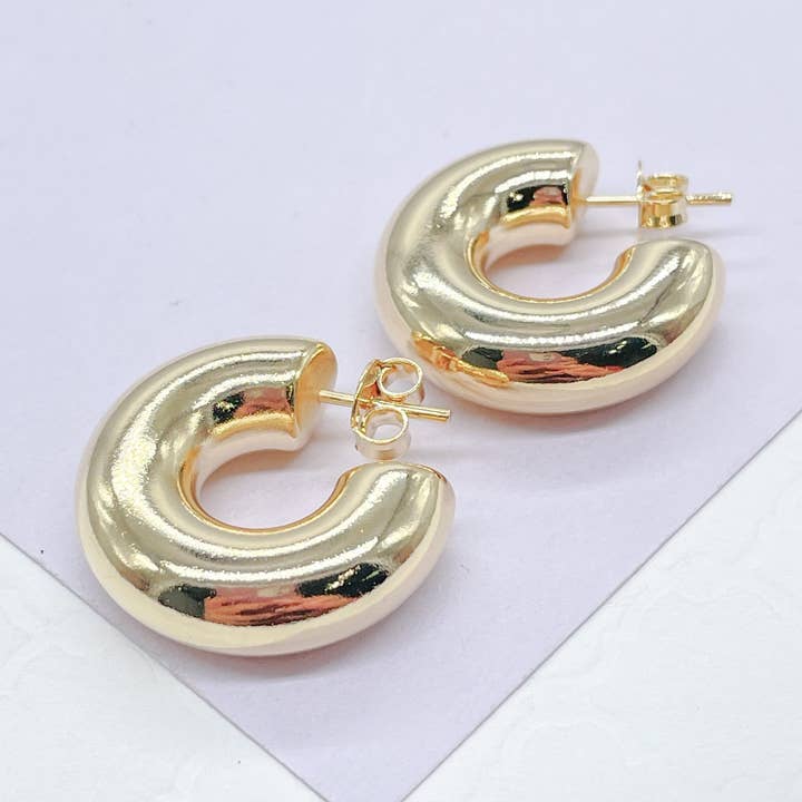 18k GF Chunky Bubble Glat 8mm Åben Hoop Ørering for engroshandel hos Milie