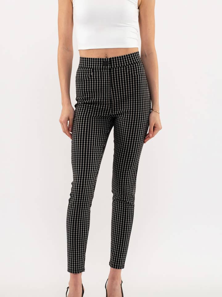 CHECKERED STRAIGHT LEG PANTS for wholesale by Blu Pepper