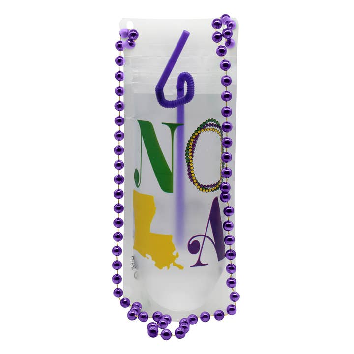 NeckSip - Wholesale Party Favor - NOLA Mardi Gras - Wearable Drink Pouches (16oz | 2-pk)