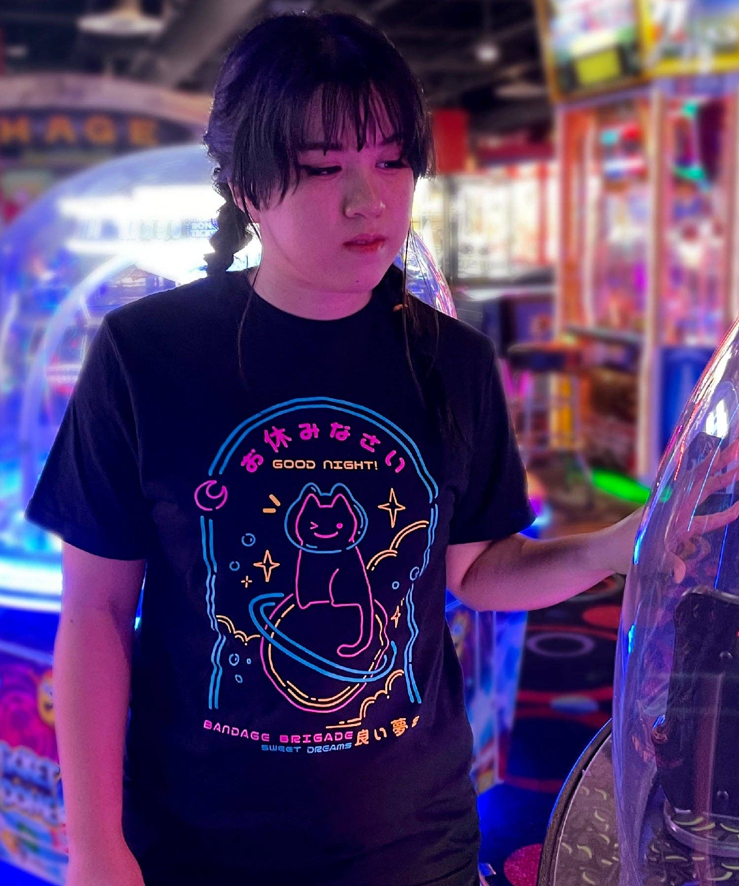 Bandage Brigade - Wholesale Screen Printed T-Shirt - Unisex - Goodnight Cat Tee4