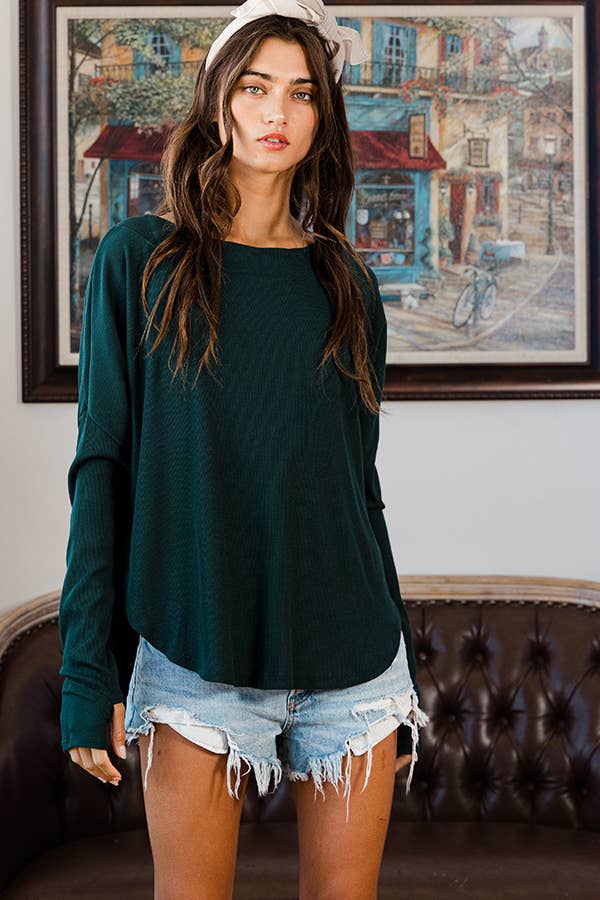 BUCKETLIST INC - Vente Haut en maille – femme - Haut surdimensionné en tricot uni côtelé à dos ouvert T206135