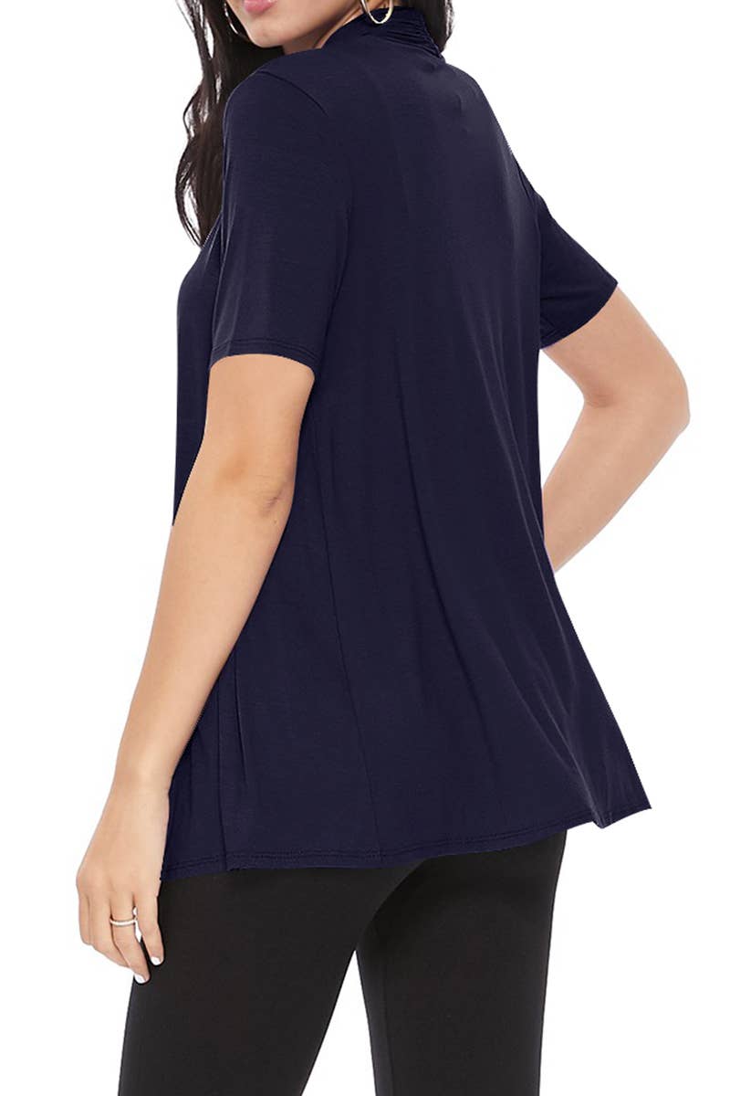 MOA COLLECTION - Wholesale Cardigan - Women's - Women's Casual Short Sleeve Draped Open Front Solid Cardigan54