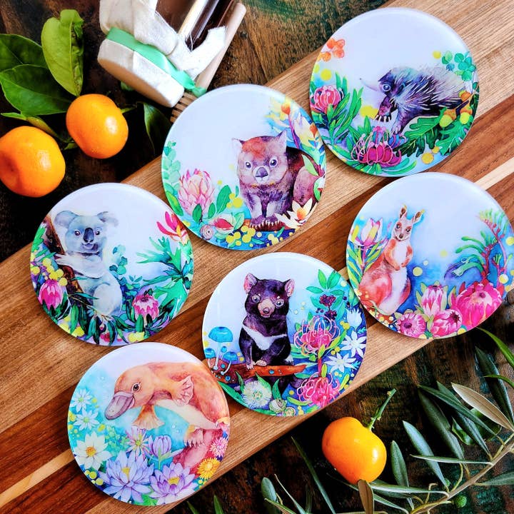 Watercolour By Cat - Wholesale Coasters - Australian Animal Art Coaster8