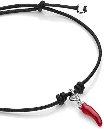 Gioielli DOP - Wholesale Charm/Dangle Bracelet - Mini Bracelet in Black Waxed Cotton with Chili Pepper Charm1