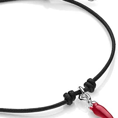 Gioielli DOP - Wholesale Charm/Dangle Bracelet - Mini Bracelet in Black Waxed Cotton with Chili Pepper Charm1