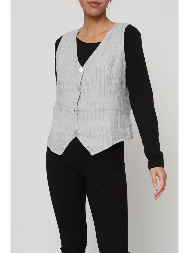 LÉA & LUC - Wholesale Button Down Shirt - Women's - Sleeveless shirt in 100% Linen REF. 5170