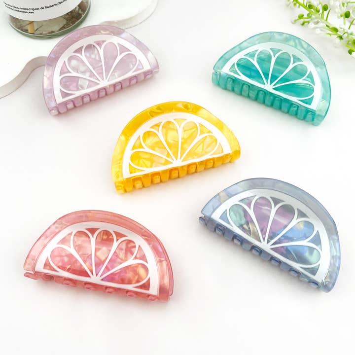 Fermaglio per capelli lucido a forma di fiore di mezzo limone per la vendita all'ingrosso da parte di mildstyles