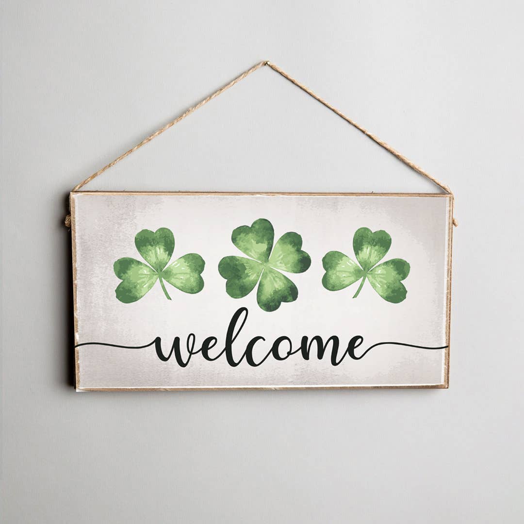 Rustic Marlin - Wholesale Sign - Welcome Shamrocks Twine Hanging Sign1