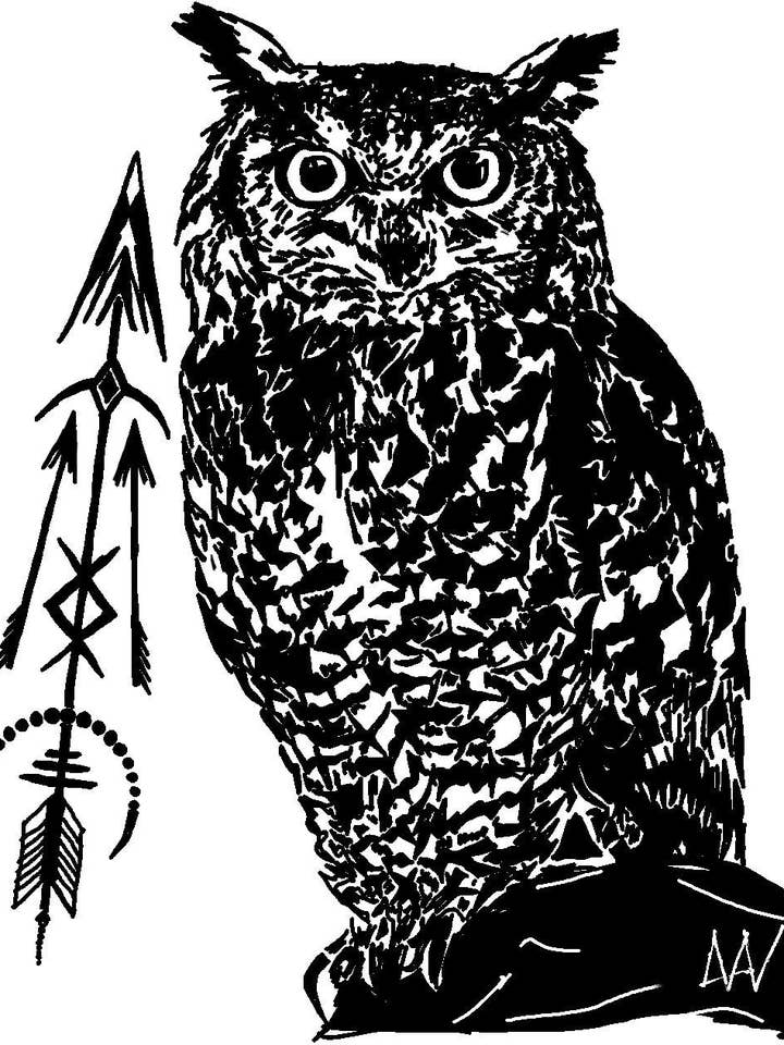 Owl B&W Print for wholesale by Third Wolf Designs