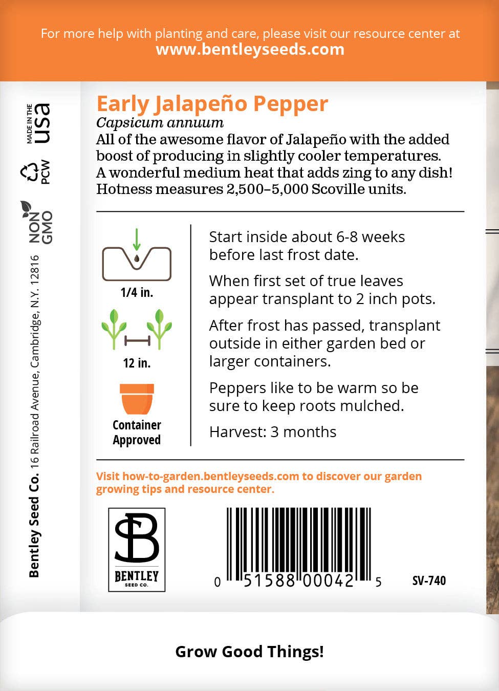 Bentley Seed Co. - Wholesale Plant Seeds - Pepper, Jalapeño E Seed Packets1