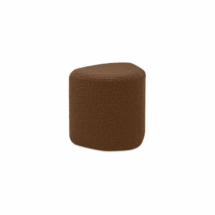 Eve stool brown boucle fabric L45 D35 H35cm for wholesale by Opjet Paris