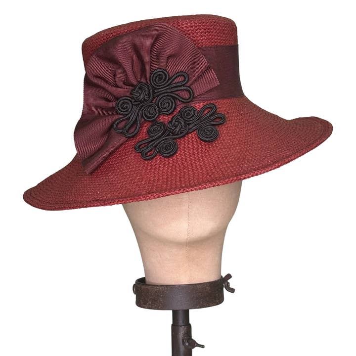 Kathy Jeanne Millinery - Wholesale Boater Hat - Women's - Terracotta Boater Hat with Antique Trim