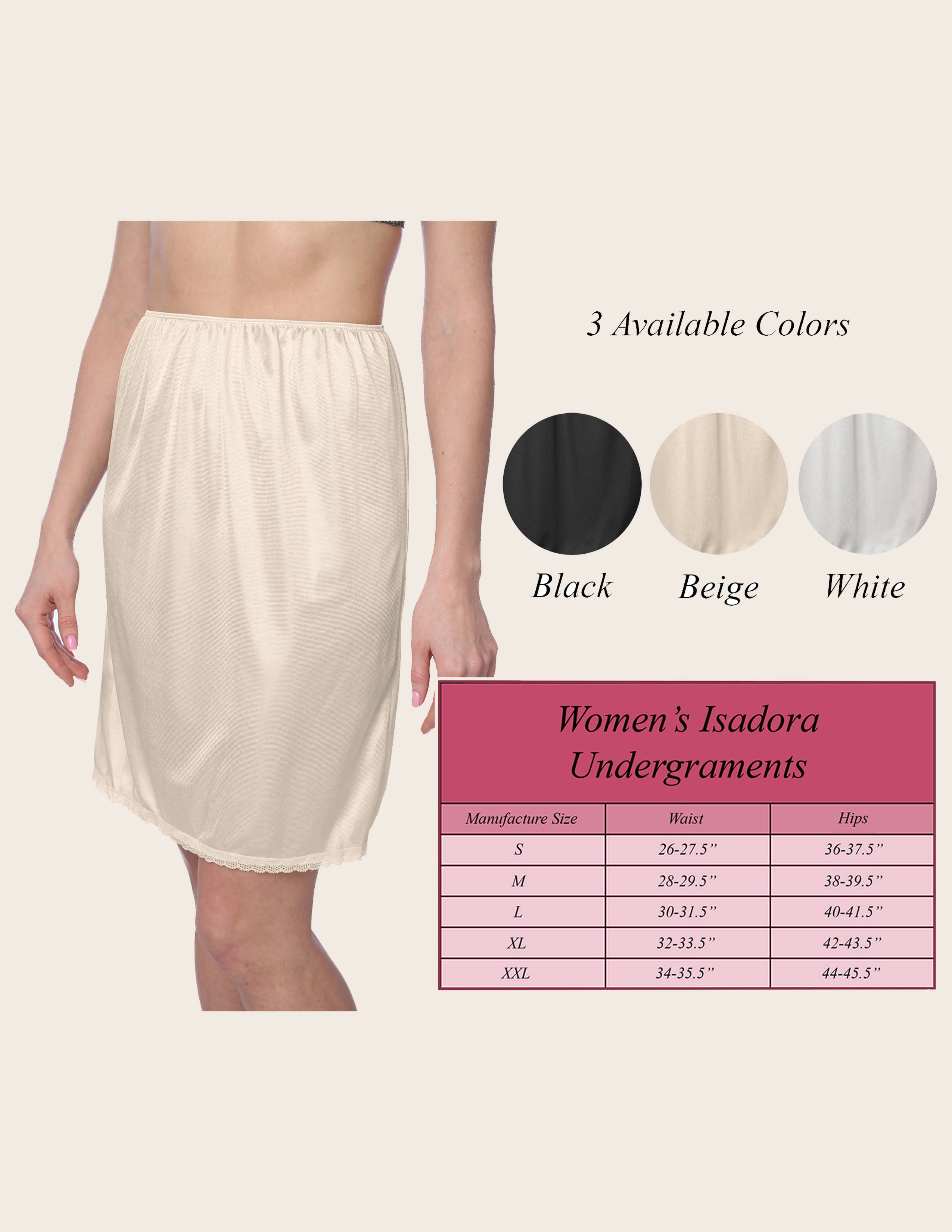 Isadora, Tipi toe, & James Fiallo - Wholesale Slip - Women's - Isadora Women Satin Half Slip Culotte Floral Lace Underskirt9