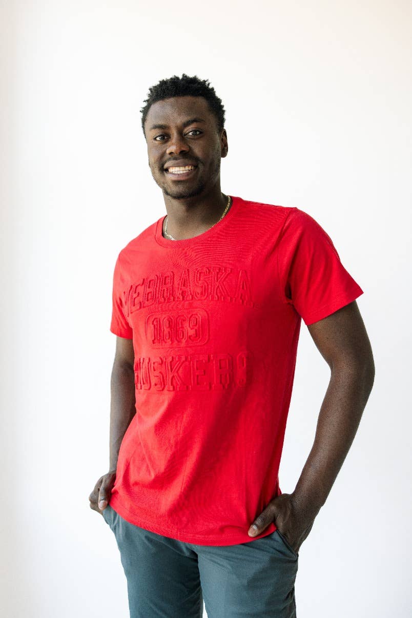 Gameday Social Apparel Co.® - Wholesale Screen Printed T-Shirt - Women's - Nebraska Vintage 81 Embossed Comfort Tee2