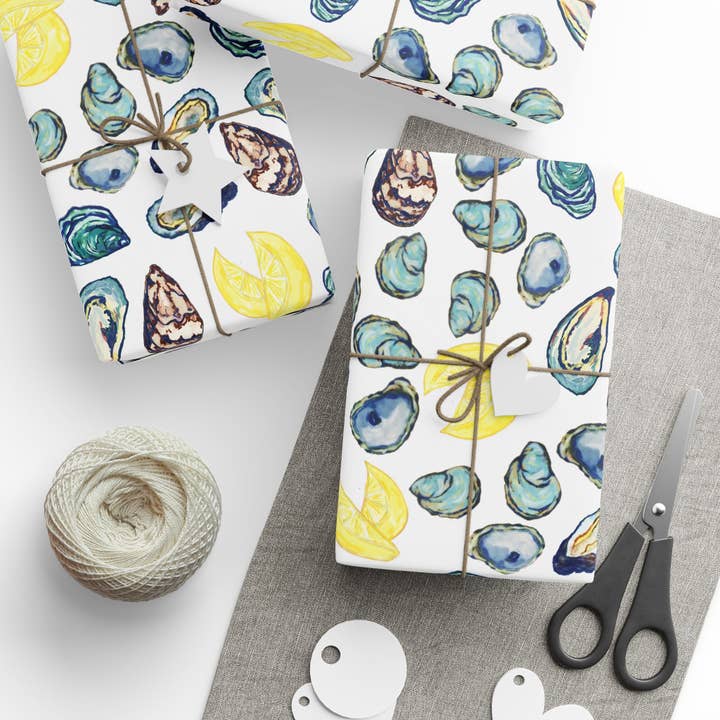 Blue Cava - Wholesale Flat Wrap - Oyster-Inspired Wrapping Paper | Eco-Friendly Gift Wrap11