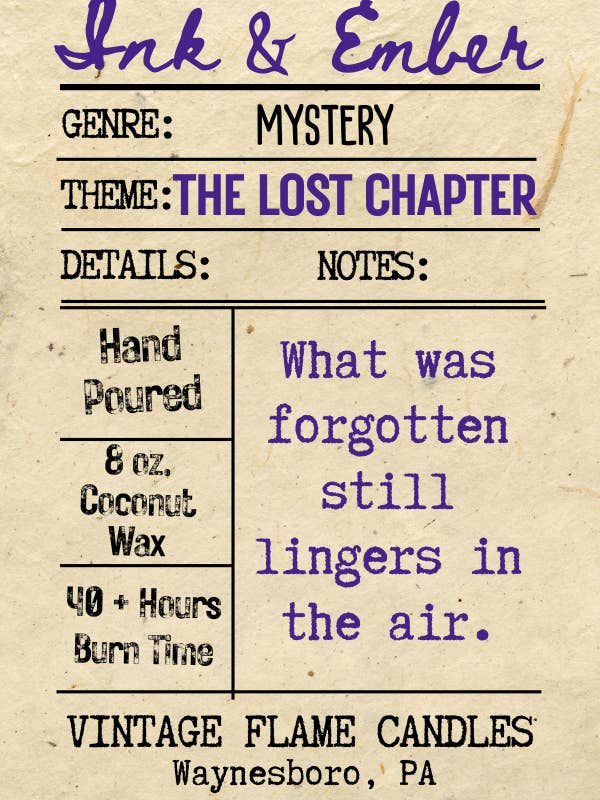 The Lost Chapter - Ink & Ember Collection for wholesale by The Vintage Flame Candles