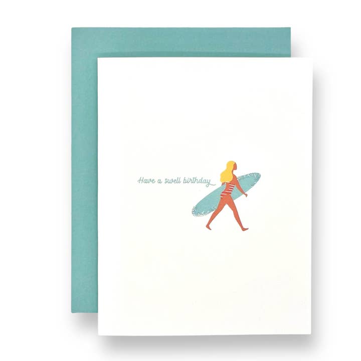SURFING BIRTHDAY - Hand Glittered Greeting Card for wholesale by Seaside + Sunshine Greetings