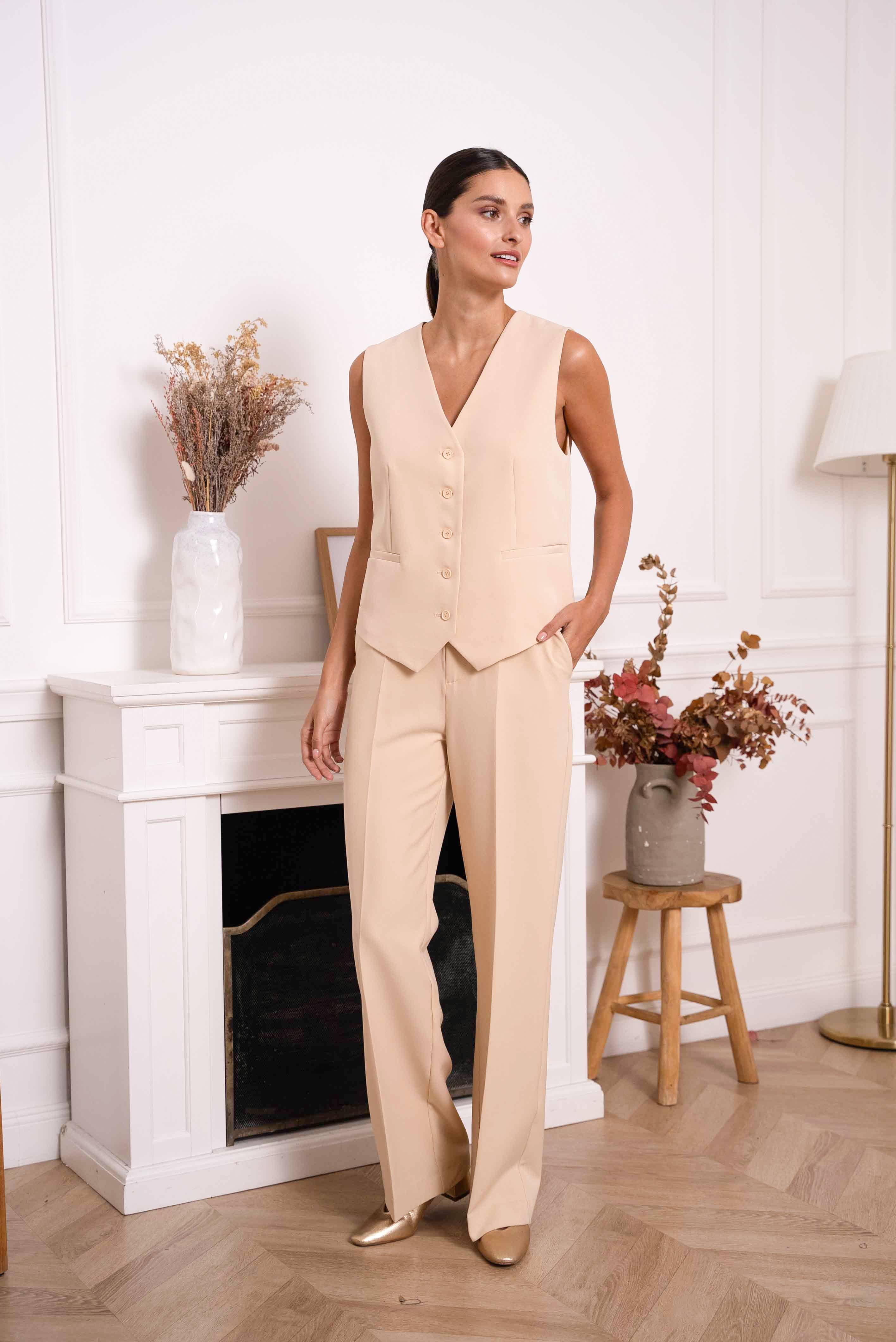 Attentif Paris - Wholesale Suit Vest - Women's - [Timeless] Solid Sleeveless Tailored Vest10