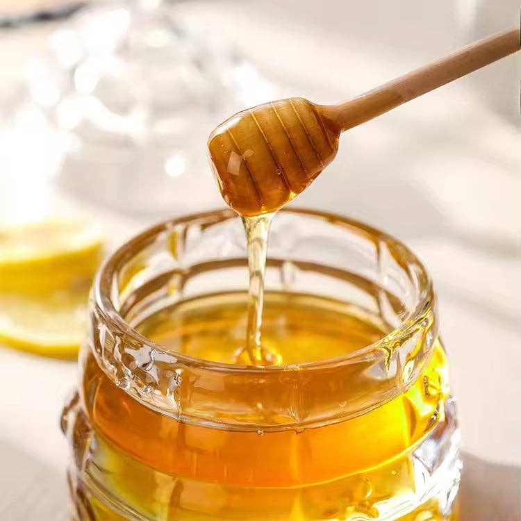 Lainy Home - Wholesale Honey Pot - Tapered Glass Honey Jar with Wooden Dipper 11oz3
