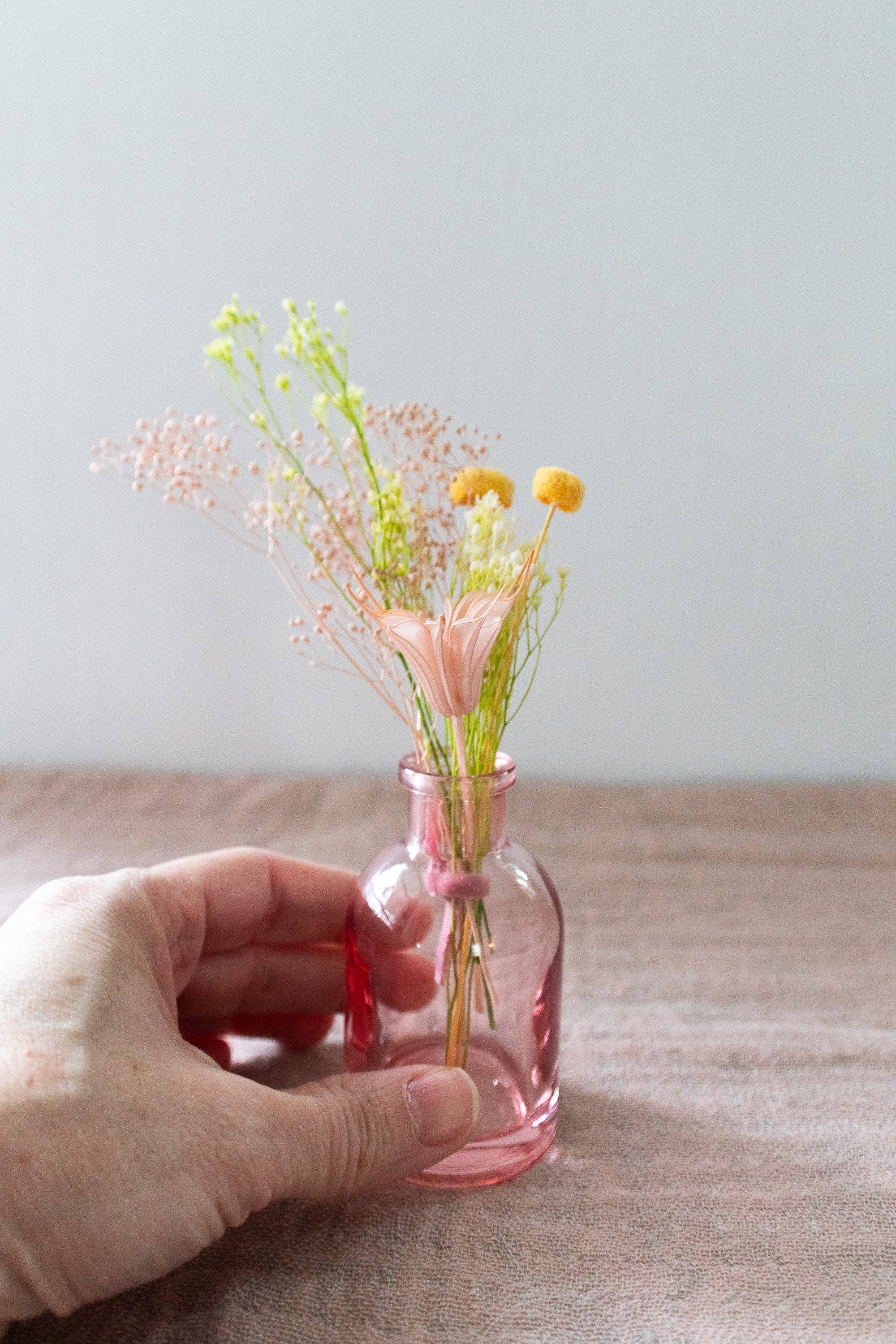 Gather Goods Co - Cards, Coasters, Tea Towels, Art, Mugs - Wholesale Dried/Pressed Flowers - Micro Dried Flower Arrangement in A Glass Bud Vase12