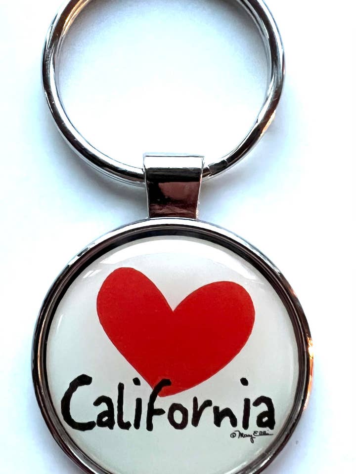 California Heart Keychain | California Key Ring Souvenir for wholesale by Mary Ellis