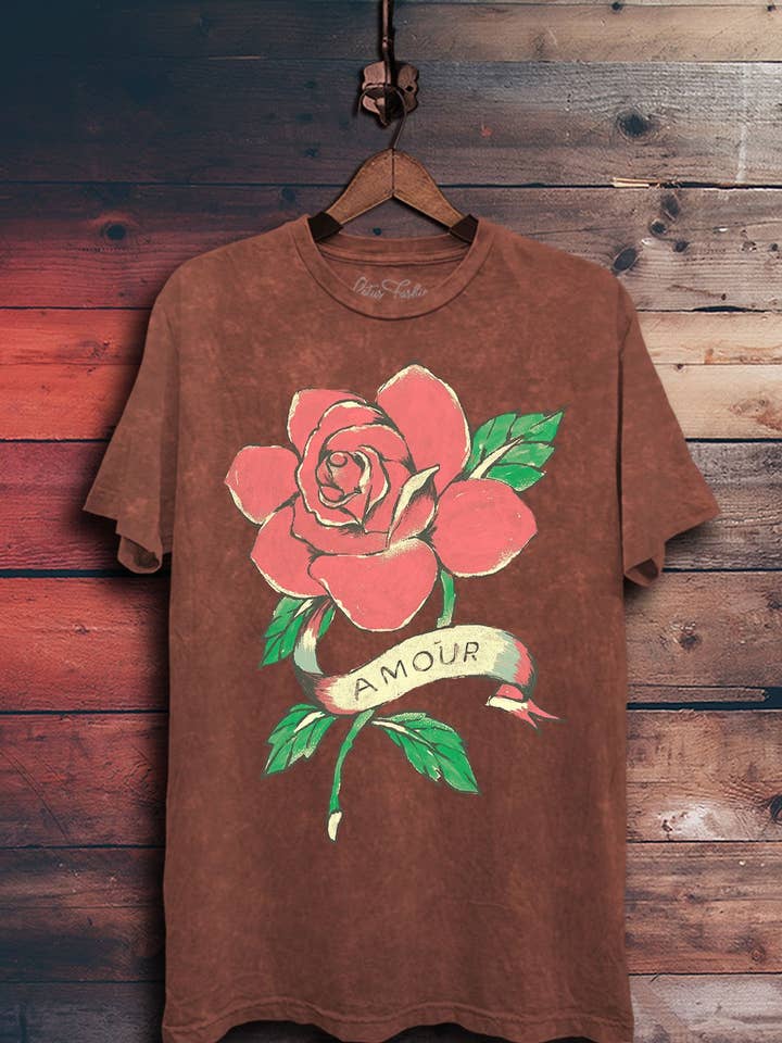Lotus Fashion Collection - Wholesale Screen Printed T-Shirt - Women's - Amour Rose Graphic Top