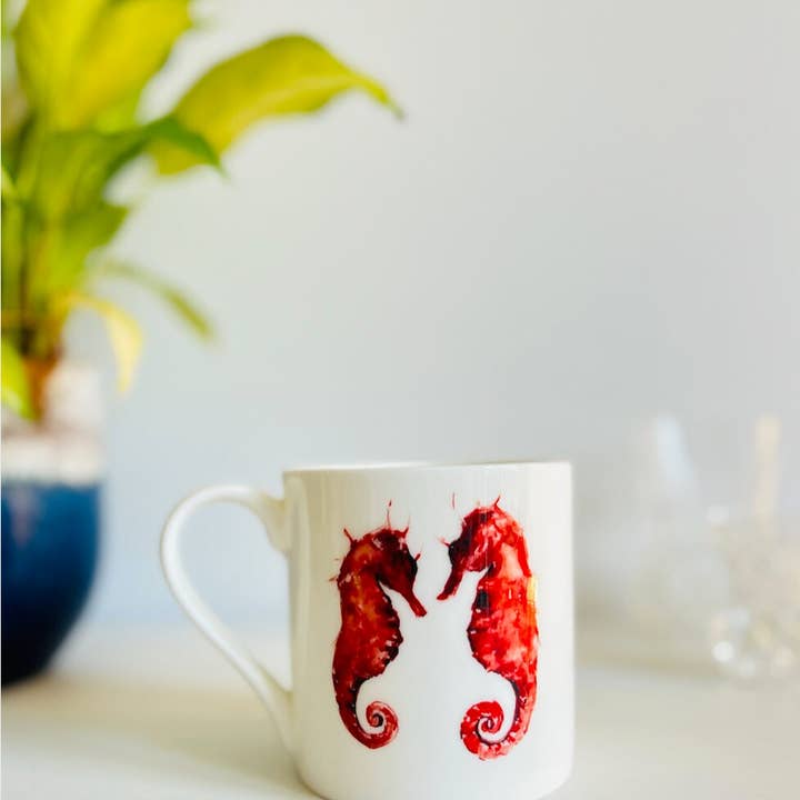 Seahorse Mug, Seahorse Love, Fine Bone China Mug by Sarah Epsom for wholesale by Sarah Epsom
