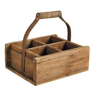 MyGift Vintage Gray Wood All-In-One Snack Caddy with Remote Control, Phone and Cup Holders