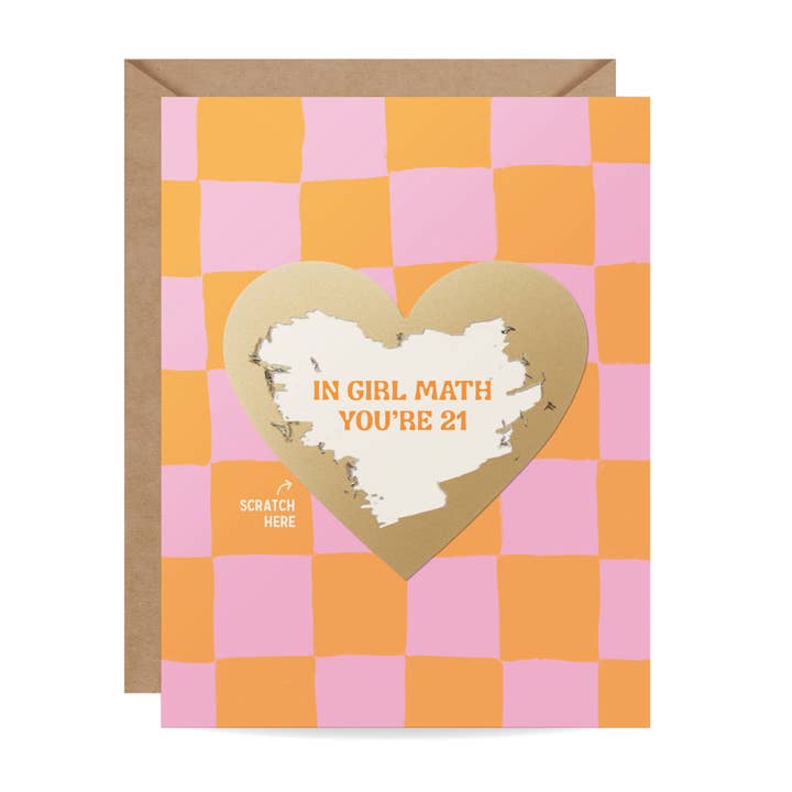 Scratch-off Card - Girl Math Birthday Card for wholesale by Inklings Paperie