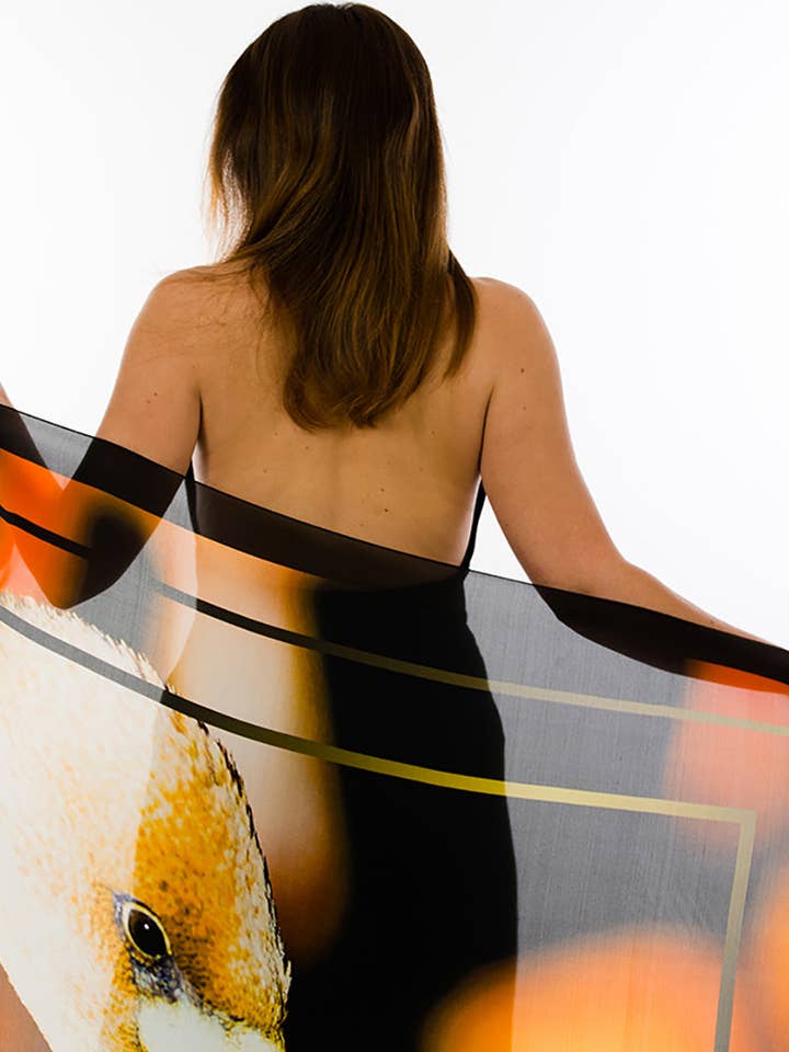 Maxi silketørklæde, flamingomønster for engroshandel hos Anamorpohosis